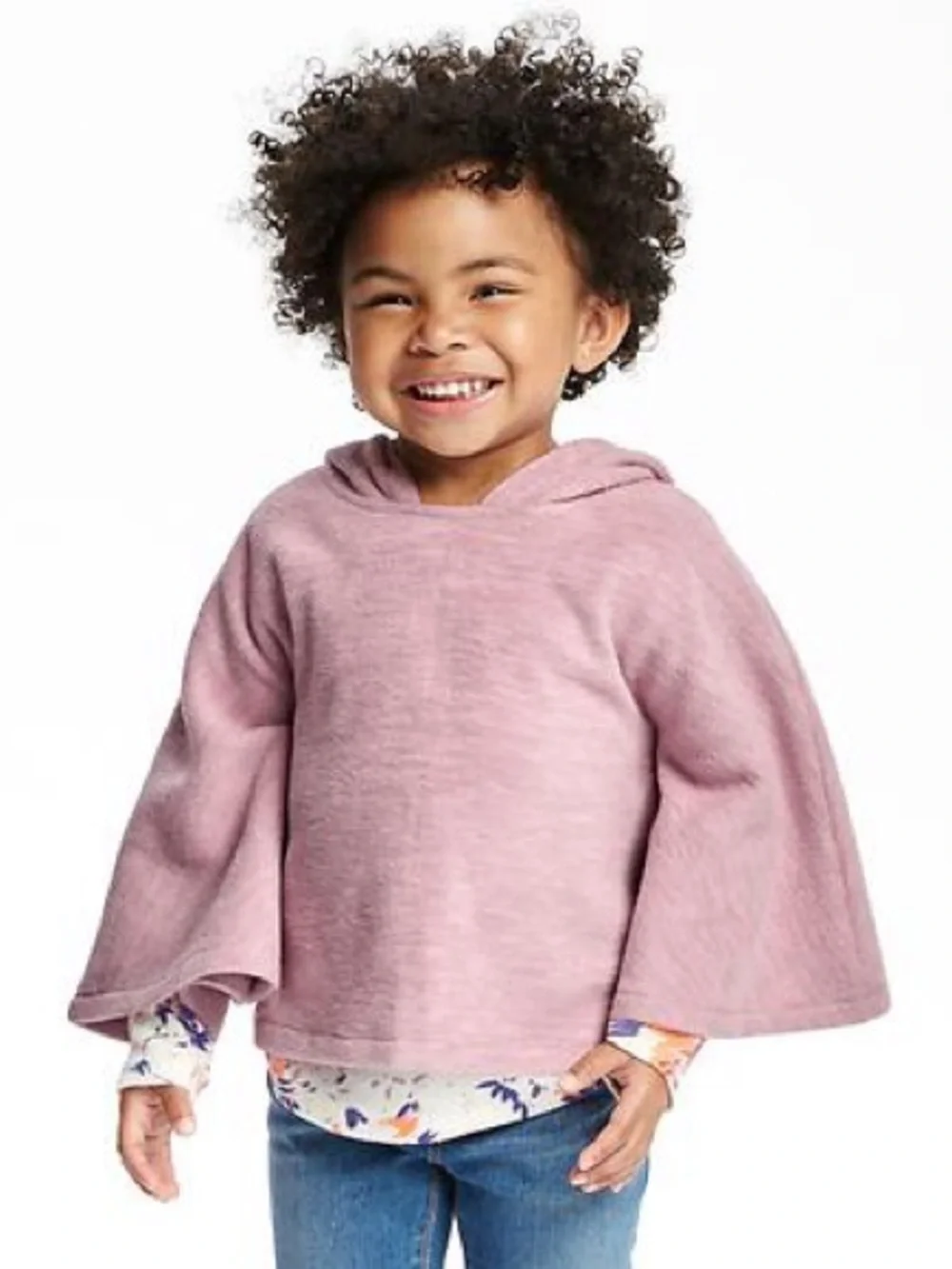 Toddler Girls' Plum Pink Micro Fleece Old Navy Hooded Poncho Cape Jacket 18-24mo